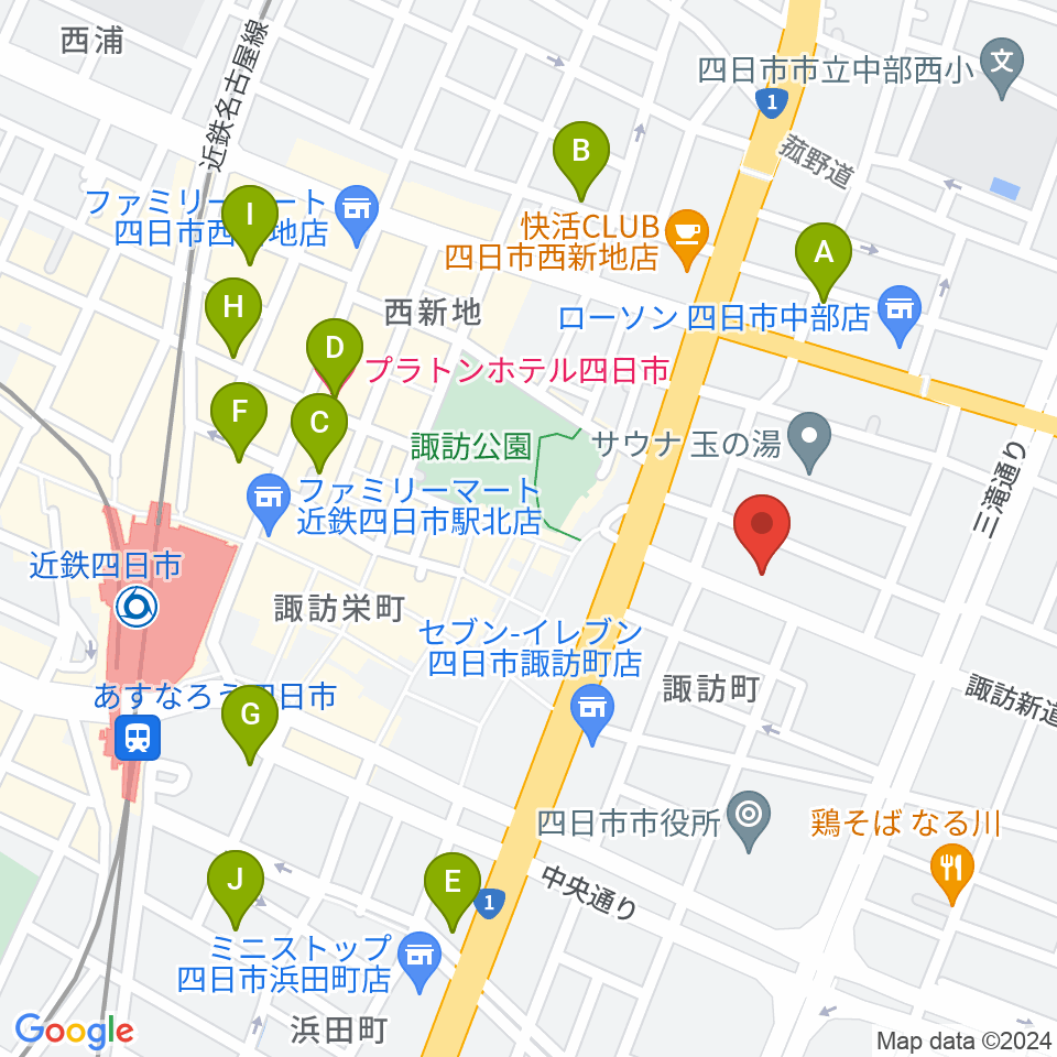 四日市シックスティシックス周辺のホテル一覧地図