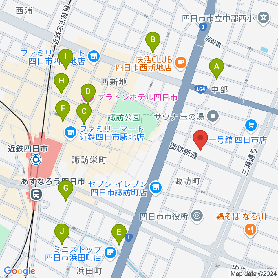 四日市シックスティシックス周辺のホテル一覧地図