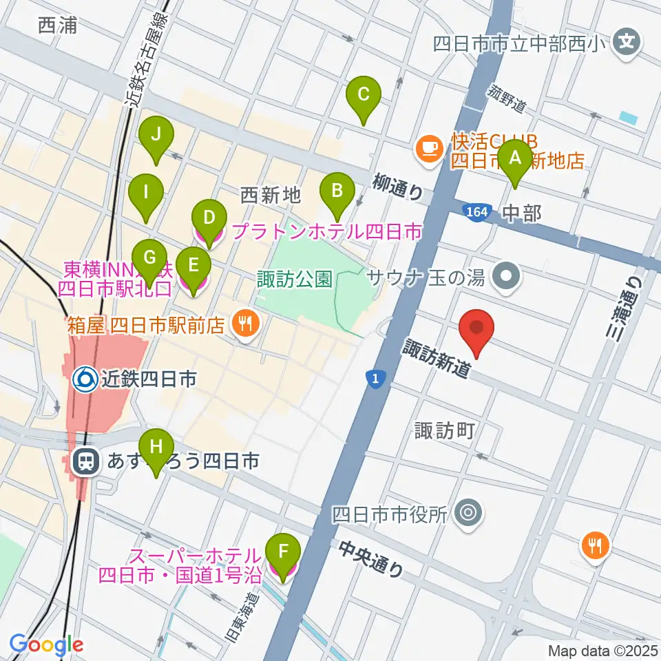 四日市シックスティシックス周辺のホテル一覧地図
