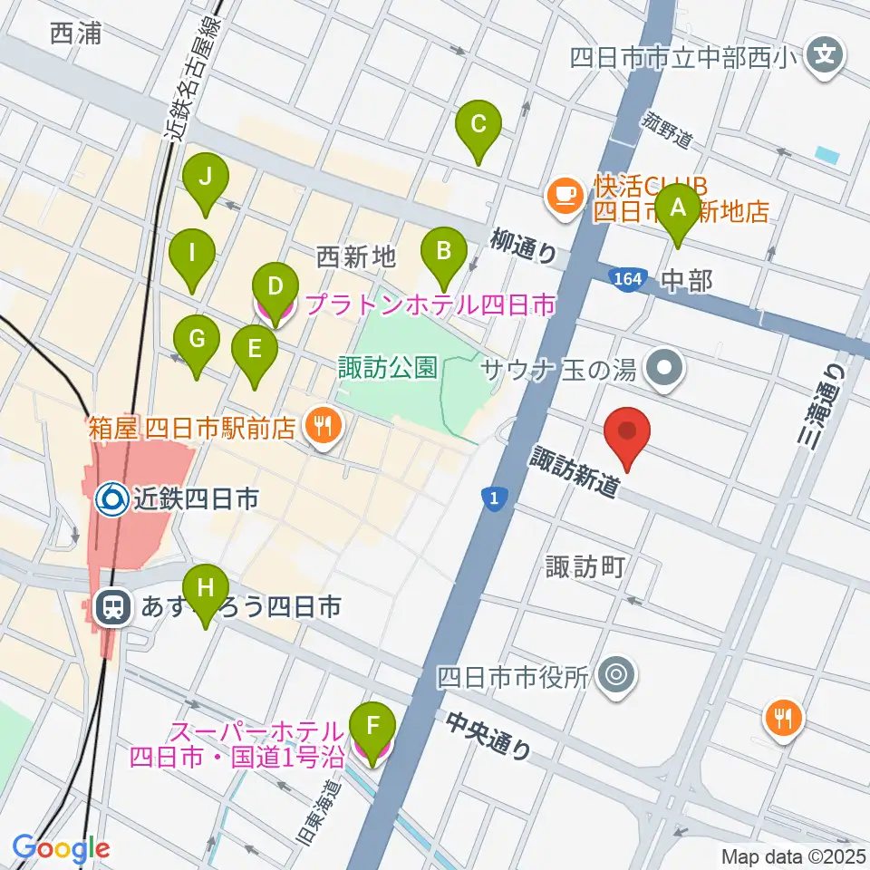 四日市シックスティシックス周辺のホテル一覧地図