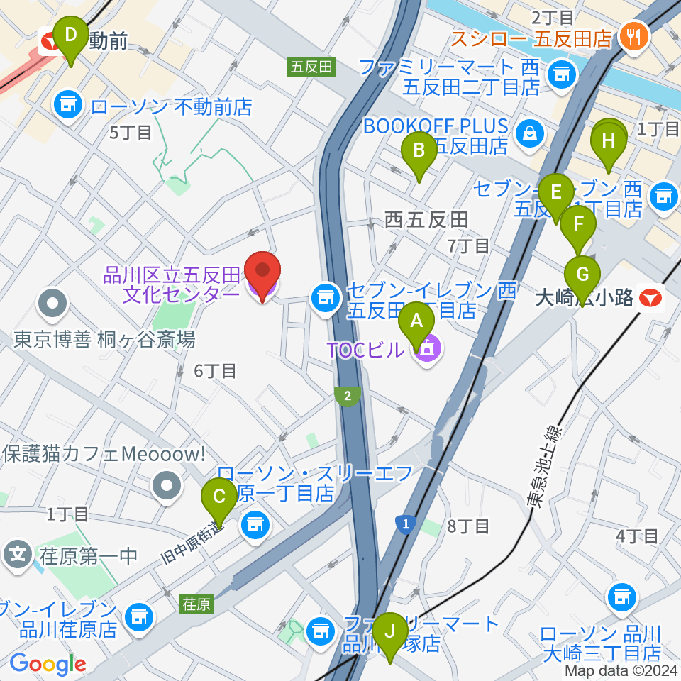 品川区立五反田文化センター周辺のホテル一覧地図