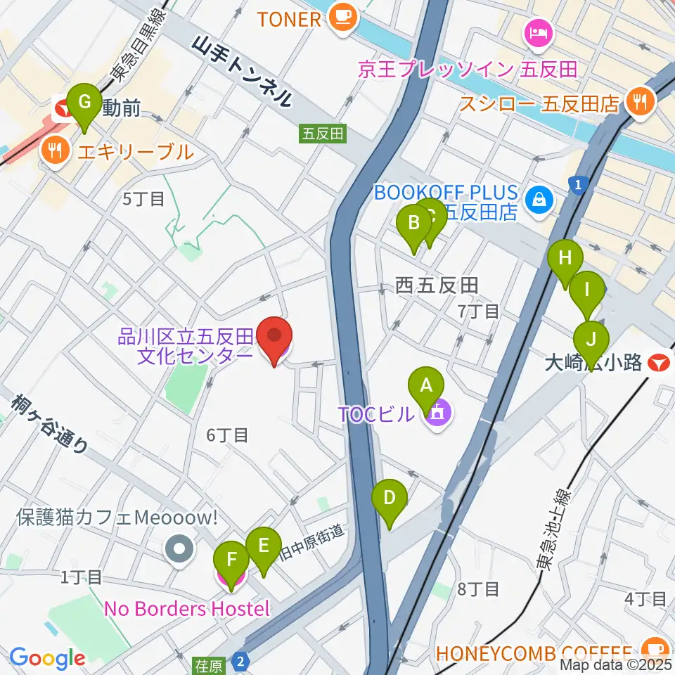 品川区立五反田文化センター周辺のホテル一覧地図