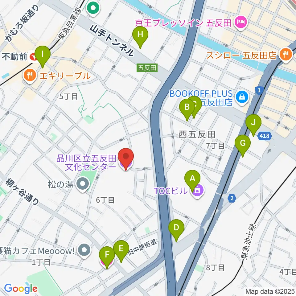 品川区立五反田文化センター周辺のホテル一覧地図