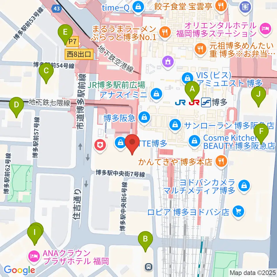 HMV&BOOKS HAKATA周辺のホテル一覧地図