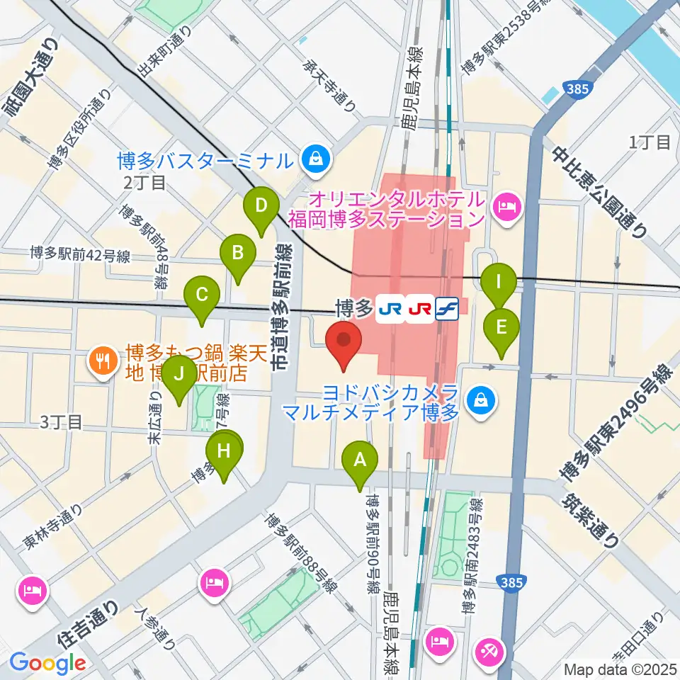 HMV&BOOKS HAKATA周辺のホテル一覧地図