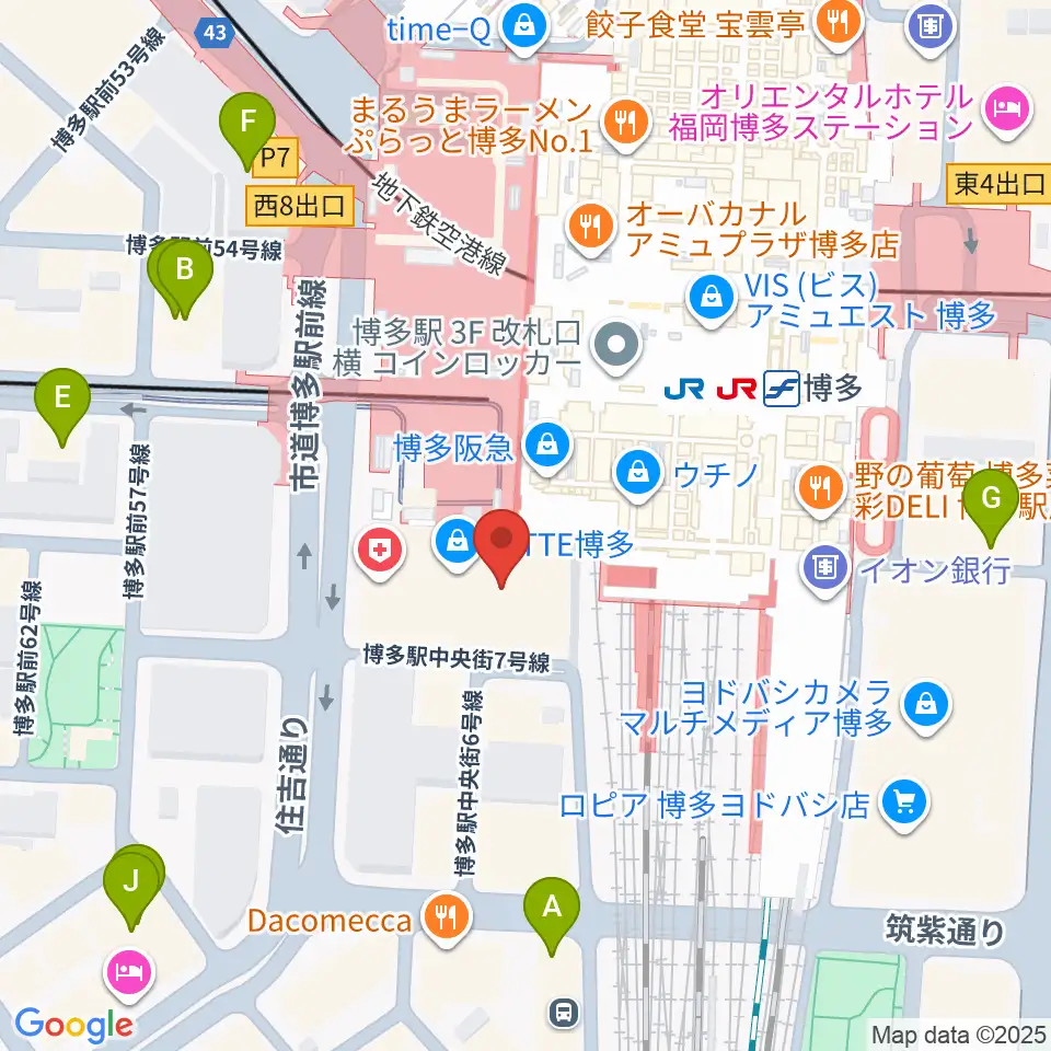 HMV&BOOKS HAKATA周辺のホテル一覧地図