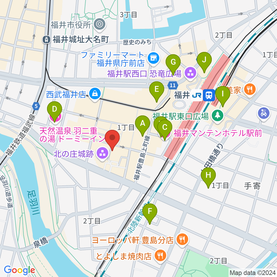 福井 北ノ庄クラシックス周辺のホテル一覧地図