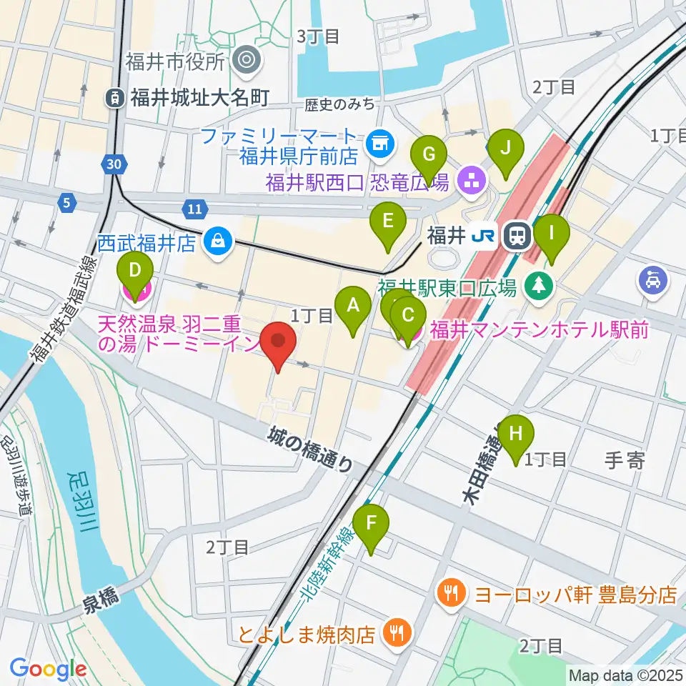 福井 北ノ庄クラシックス周辺のホテル一覧地図