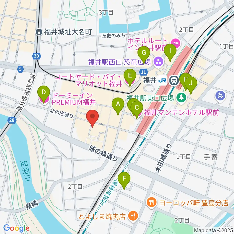 福井 北ノ庄クラシックス周辺のホテル一覧地図