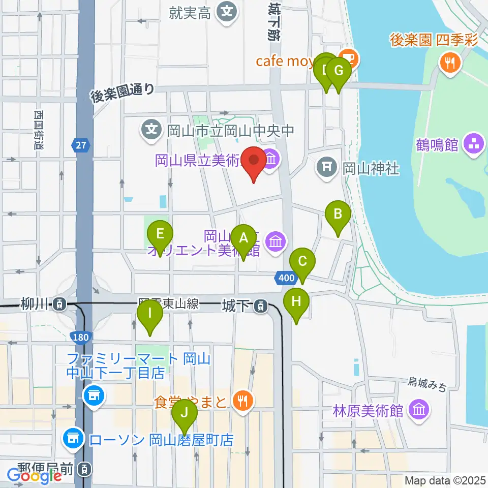 岡山県立美術館周辺のホテル一覧地図