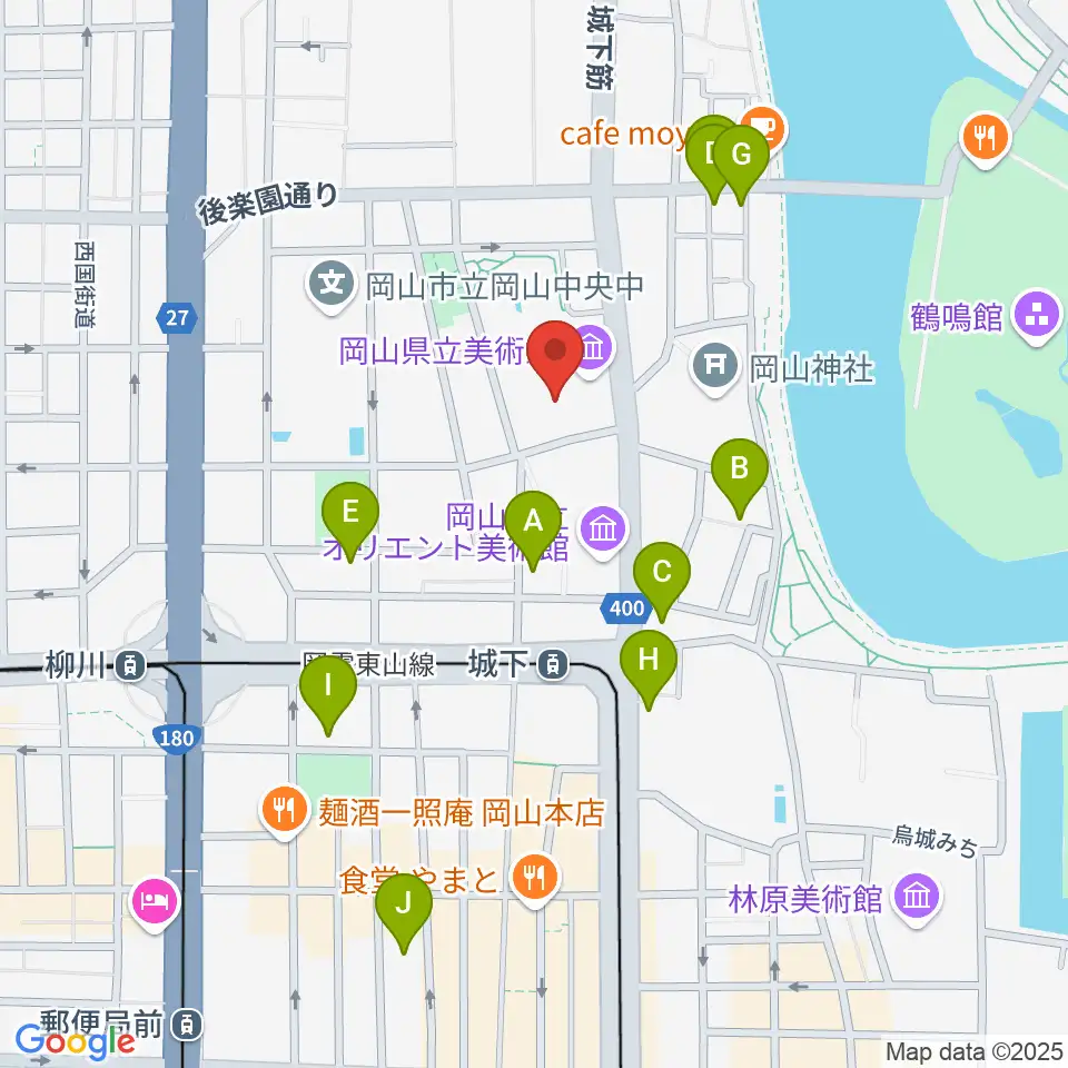 岡山県立美術館周辺のホテル一覧地図