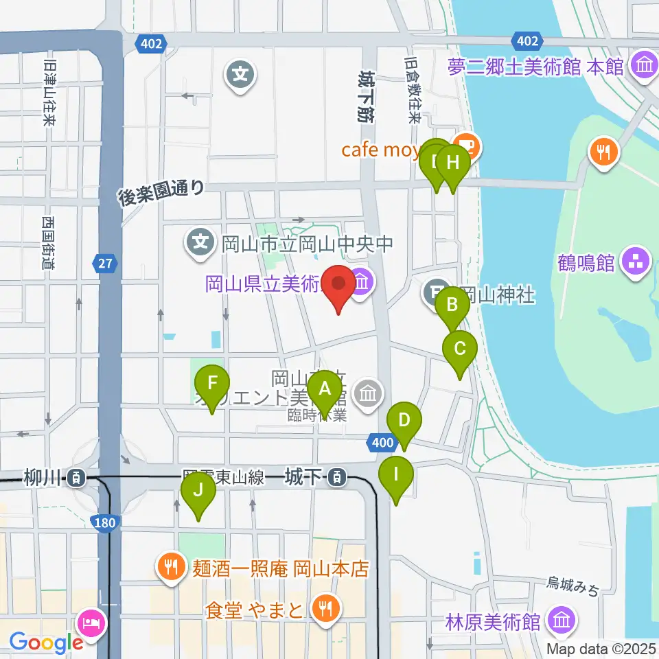 岡山県立美術館周辺のホテル一覧地図
