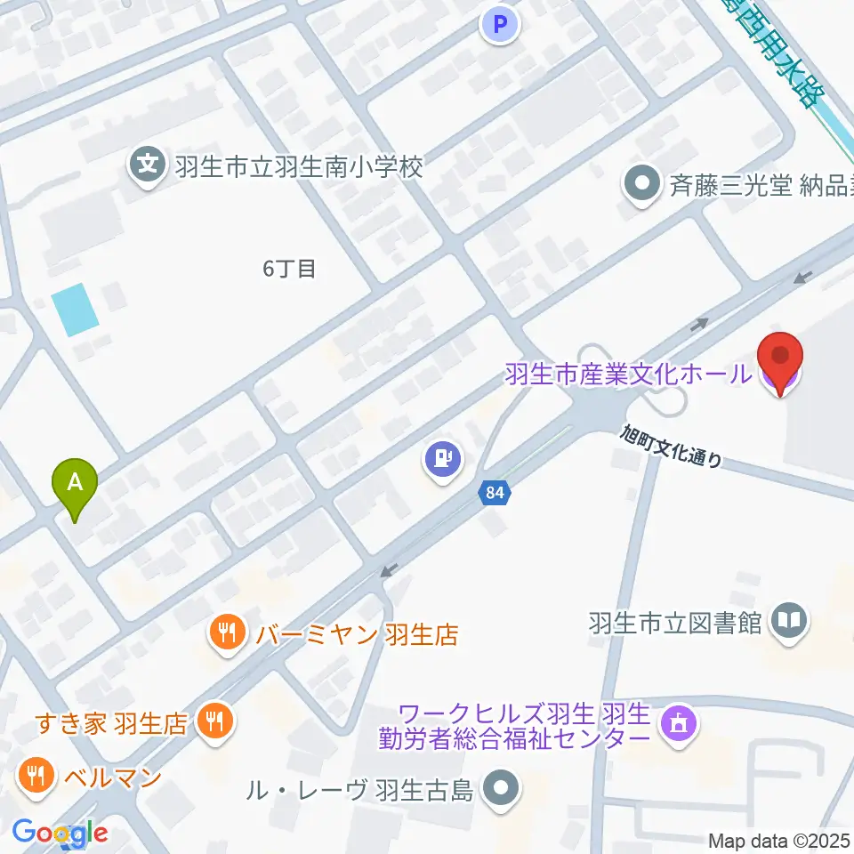 羽生市産業文化ホール周辺のホテル一覧地図