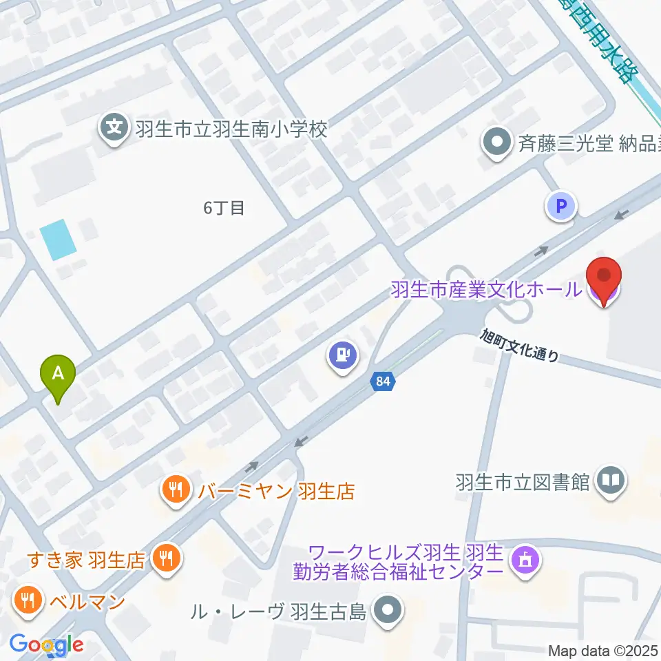 羽生市産業文化ホール周辺のホテル一覧地図