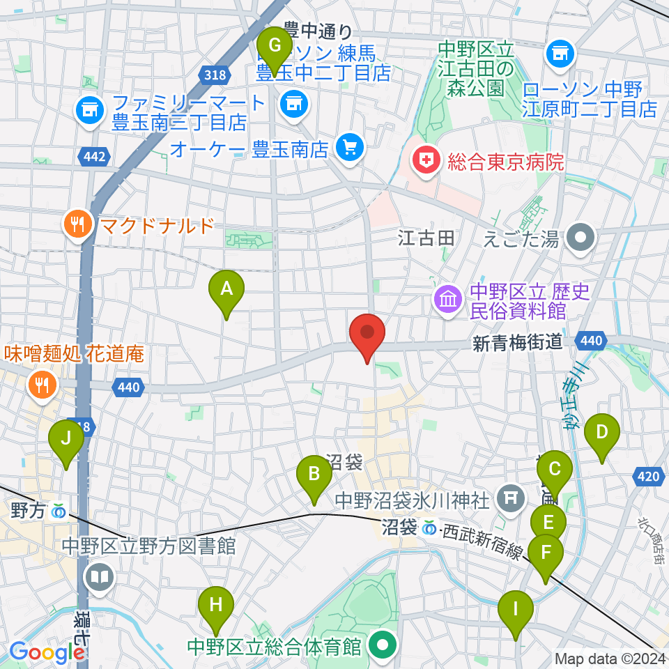 沼袋Section9周辺のホテル一覧地図