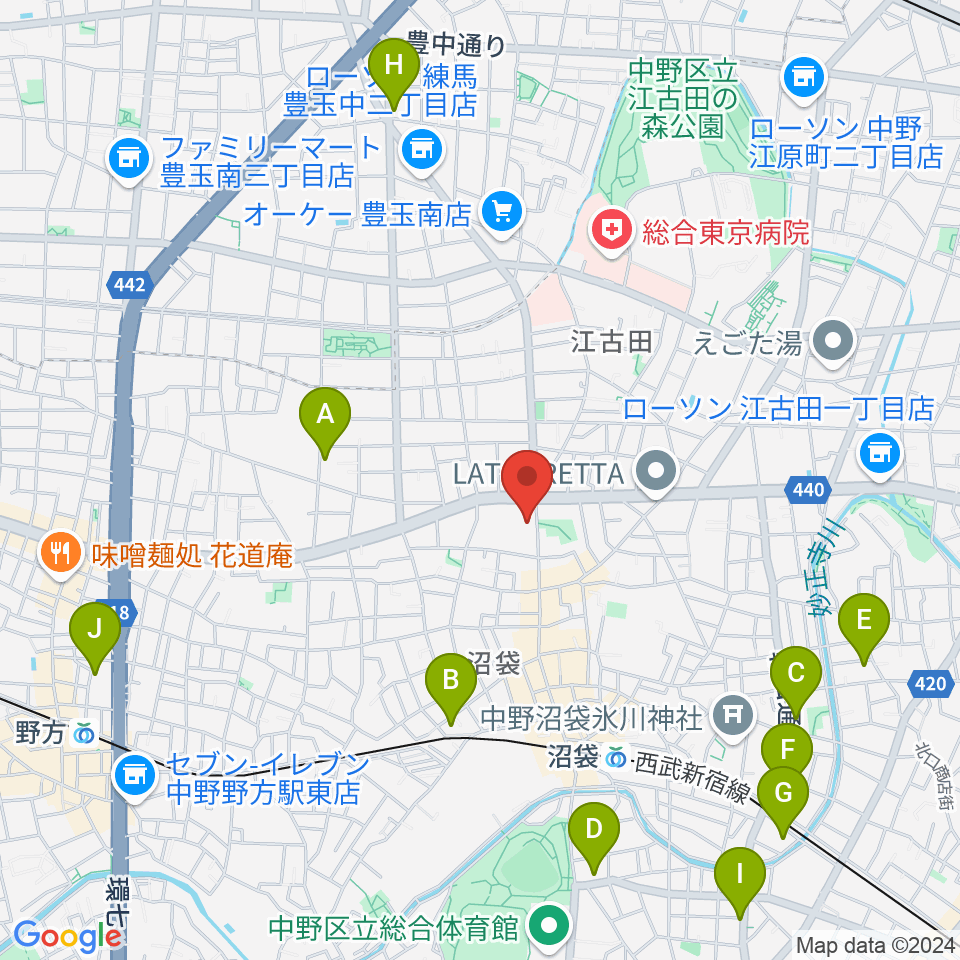 沼袋Section9周辺のホテル一覧地図