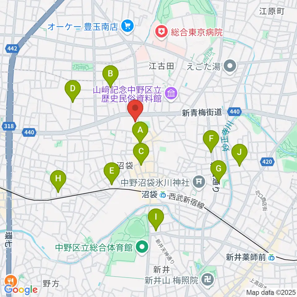 沼袋Section9周辺のホテル一覧地図