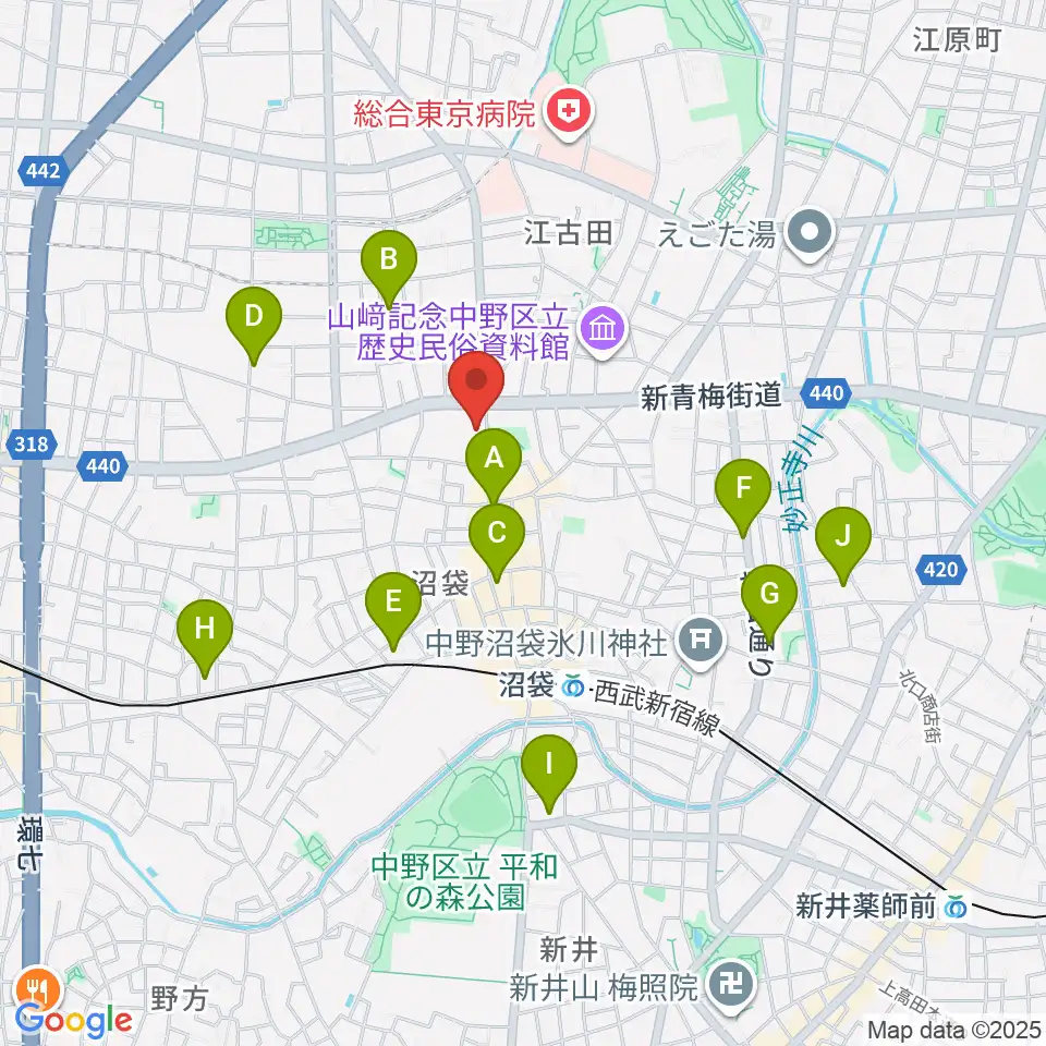 沼袋Section9周辺のホテル一覧地図