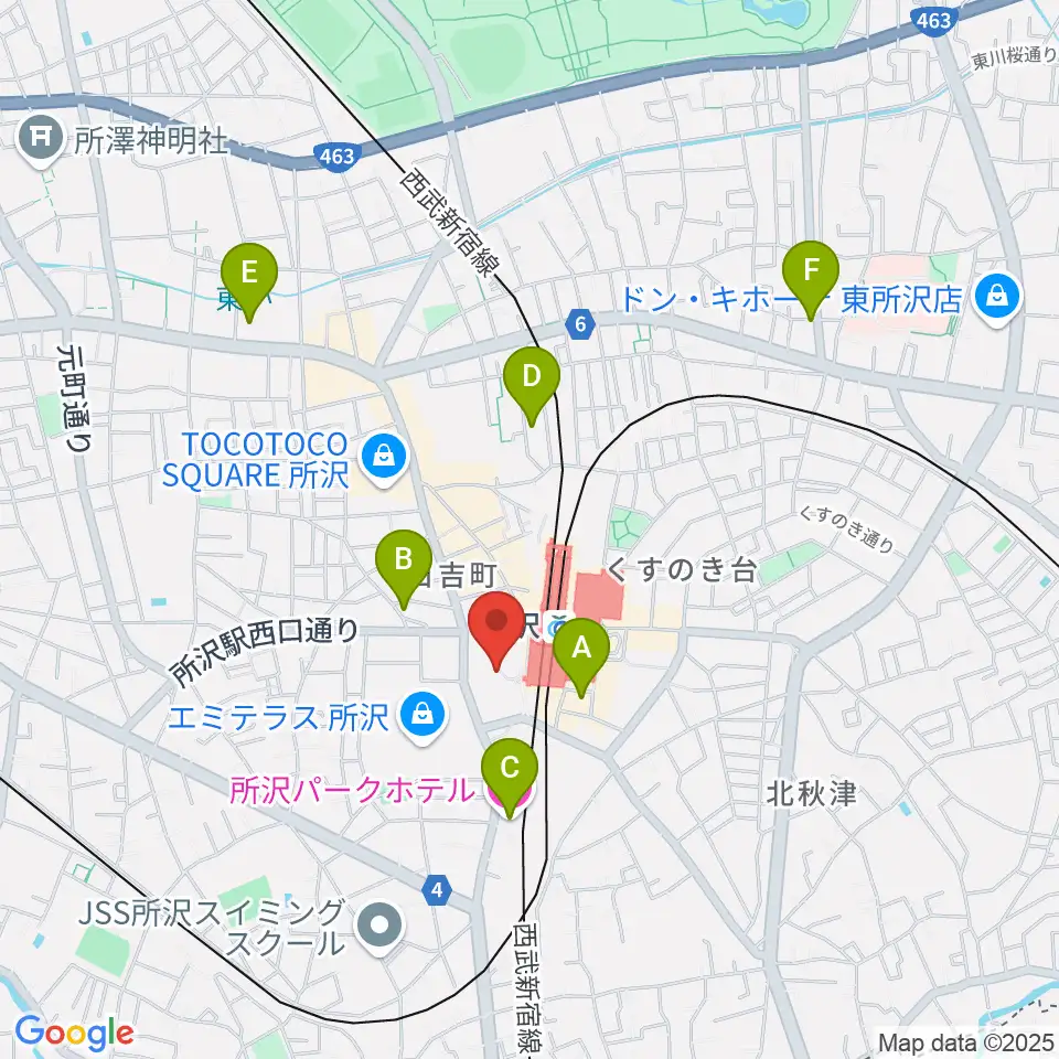 山野楽器 ワルツ所沢店周辺のホテル一覧地図