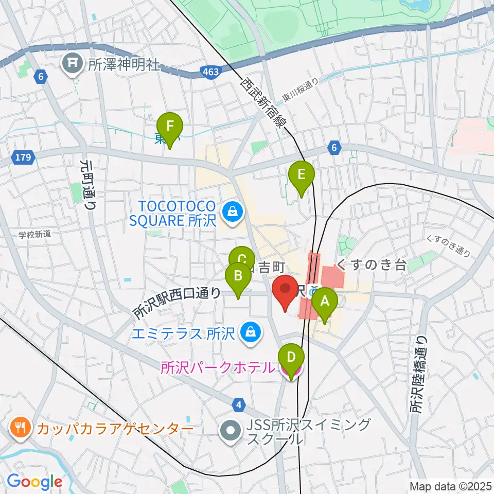 山野楽器 ワルツ所沢店周辺のホテル一覧地図