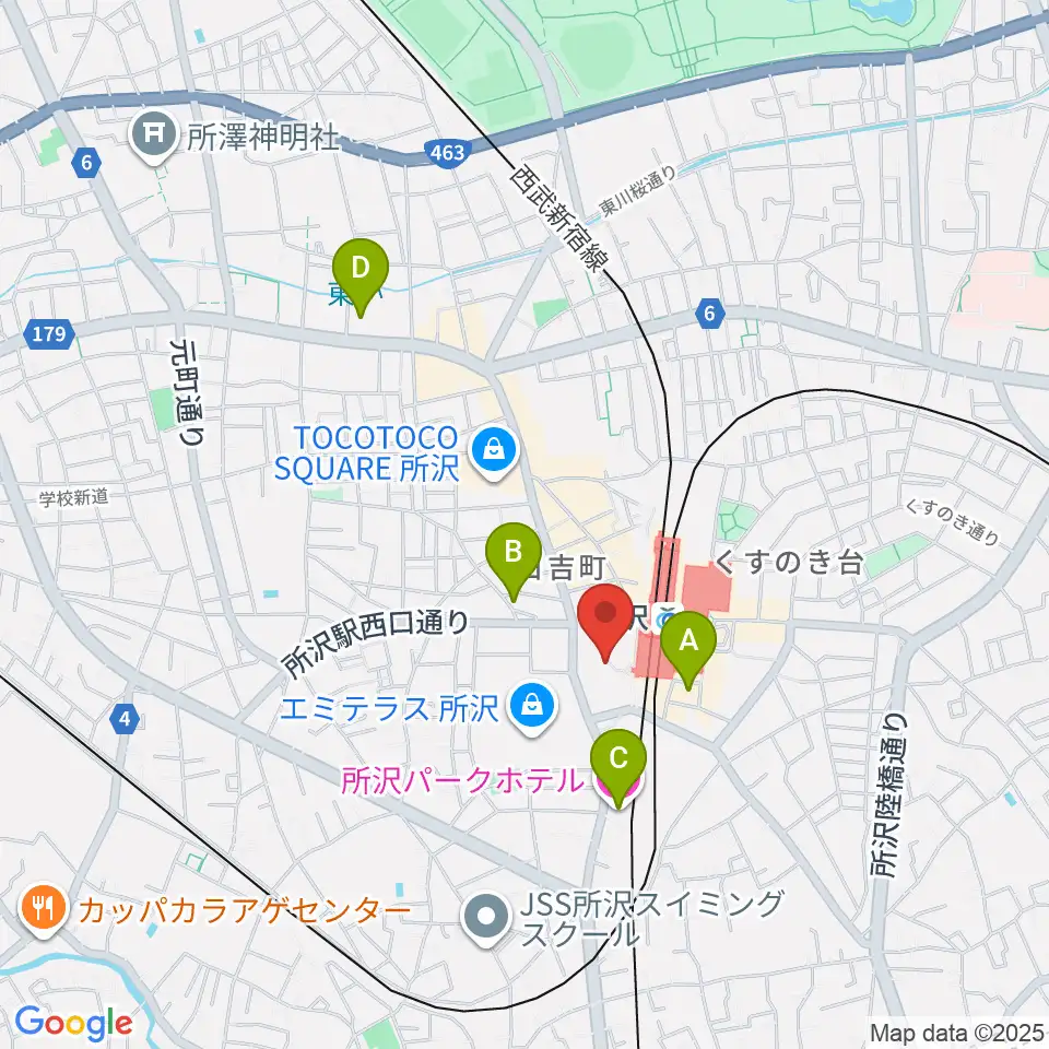 山野楽器 ワルツ所沢店周辺のホテル一覧地図