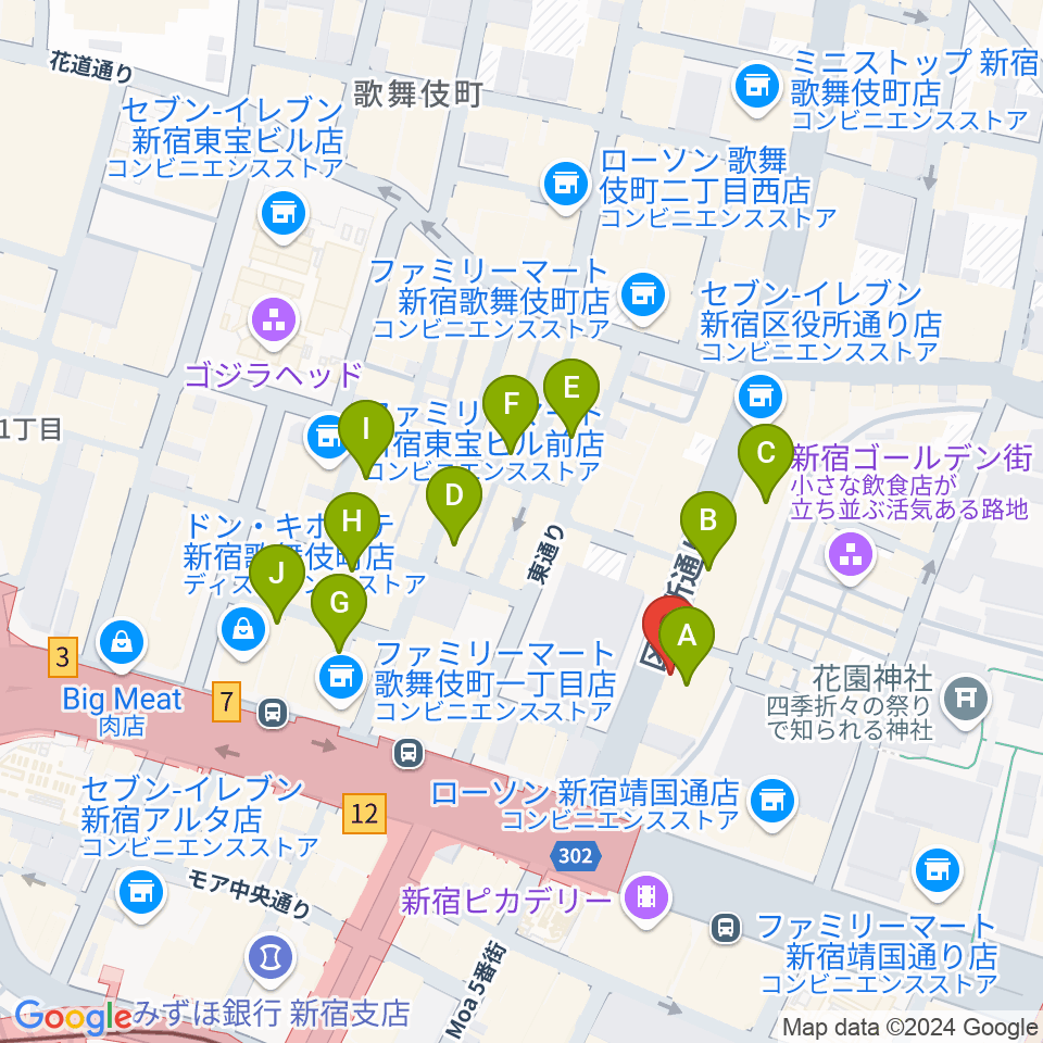 新宿Zirco Tokyo周辺のホテル一覧地図