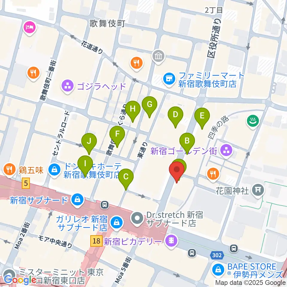 新宿Zirco Tokyo周辺のホテル一覧地図