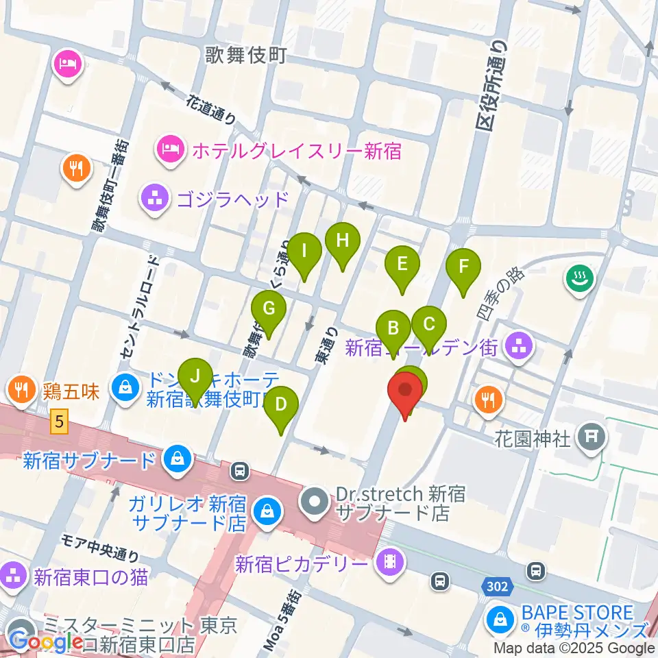 新宿Zirco Tokyo周辺のホテル一覧地図
