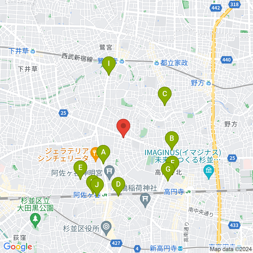 阿佐ヶ谷家劇場周辺のホテル一覧地図