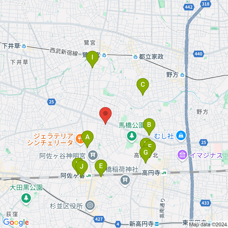 阿佐ヶ谷家劇場周辺のホテル一覧地図