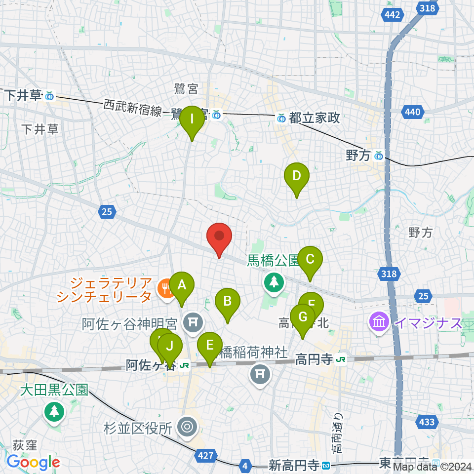 阿佐ヶ谷家劇場周辺のホテル一覧地図