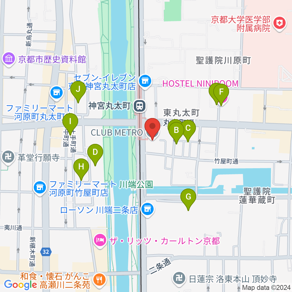 京都メトロ周辺のホテル一覧地図