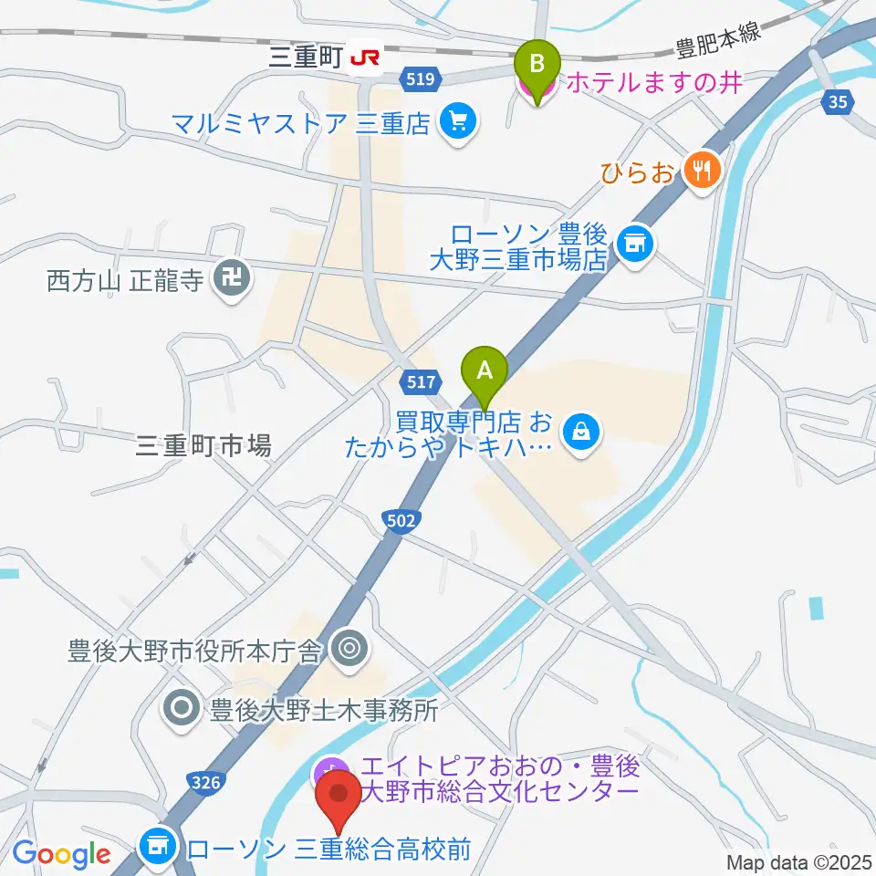 豊後大野市総合文化センター エイトピアおおの周辺のホテル一覧地図