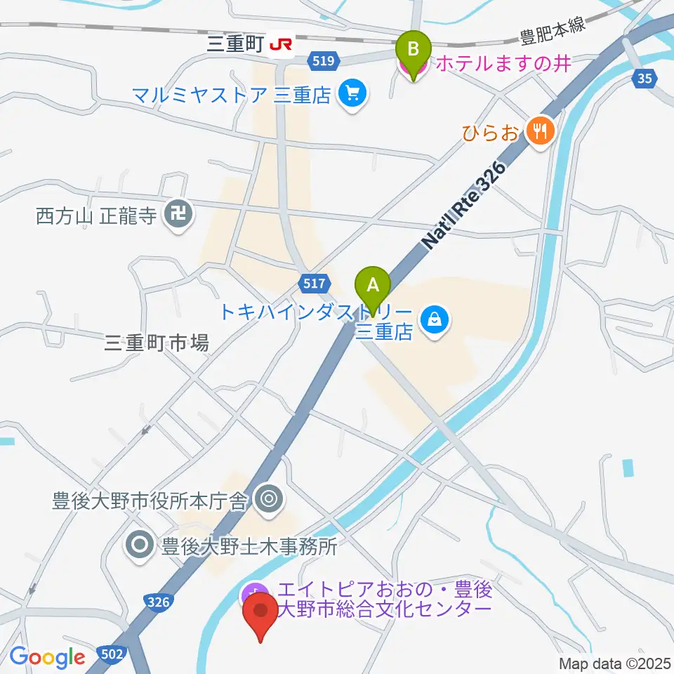 豊後大野市総合文化センター エイトピアおおの周辺のホテル一覧地図