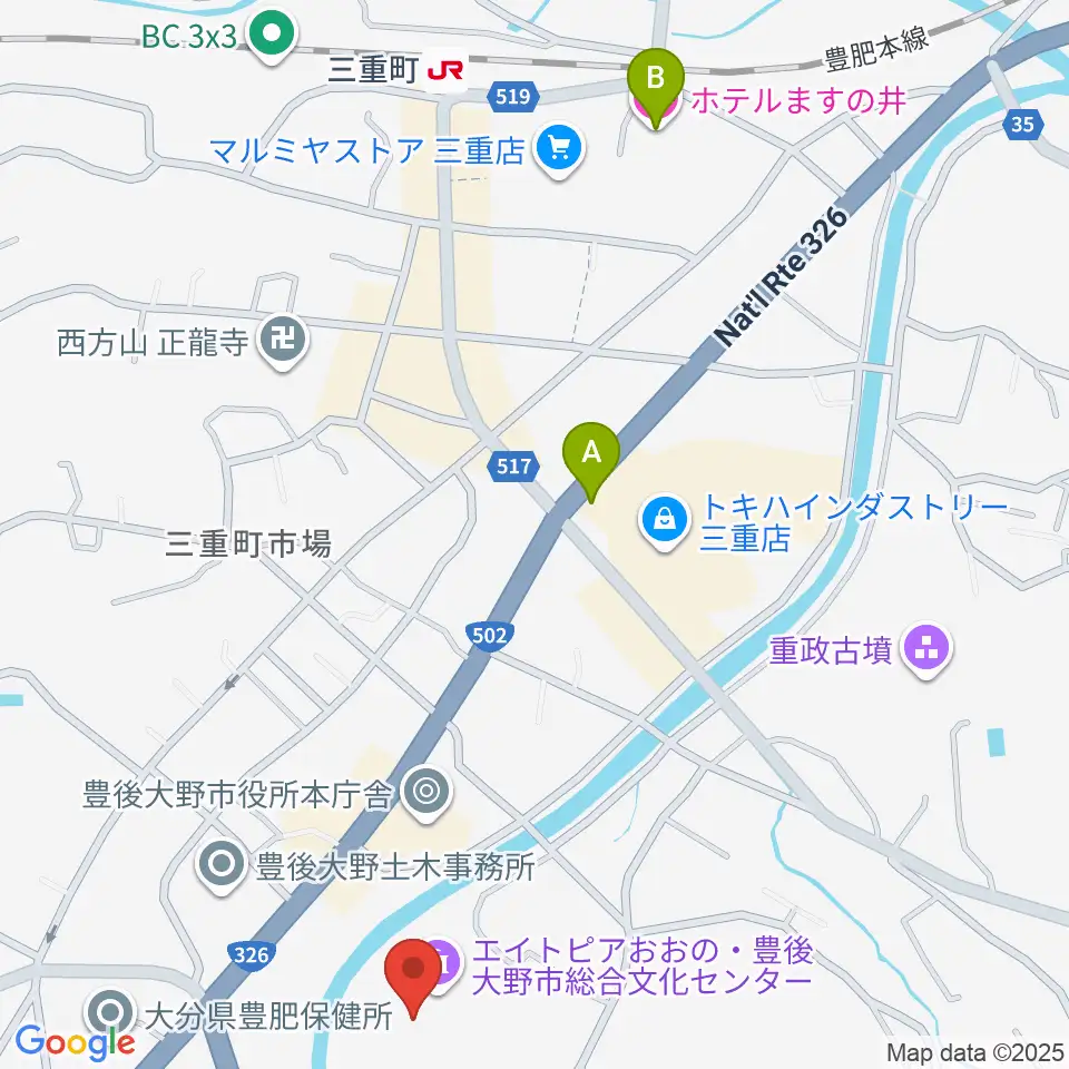 豊後大野市総合文化センター エイトピアおおの周辺のホテル一覧地図
