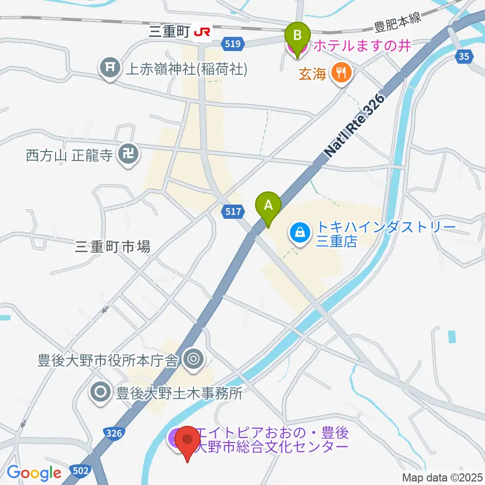 豊後大野市総合文化センター エイトピアおおの周辺のホテル一覧地図