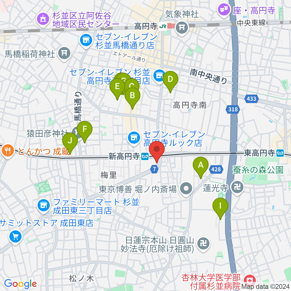 ラパン音楽教室周辺のホテル一覧地図