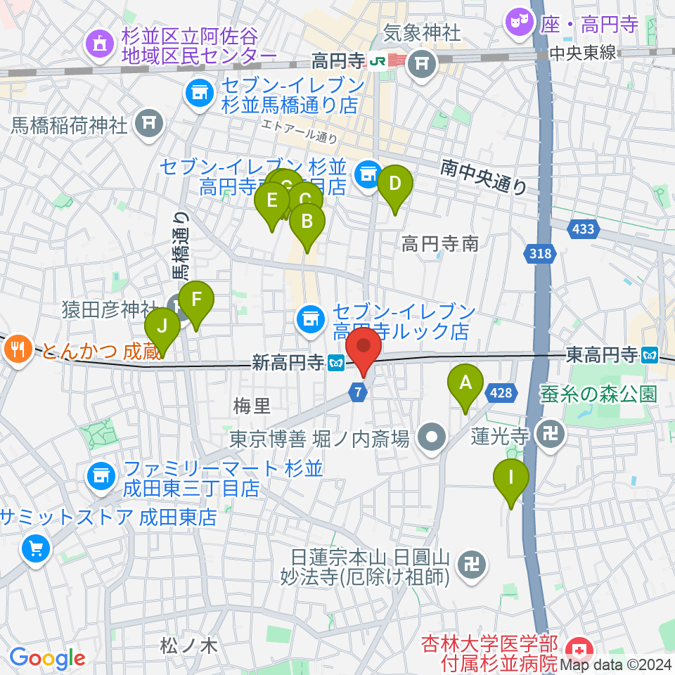 ラパン音楽教室周辺のホテル一覧地図