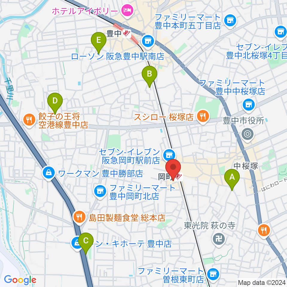 豊中岡町アビリーン周辺のホテル一覧地図