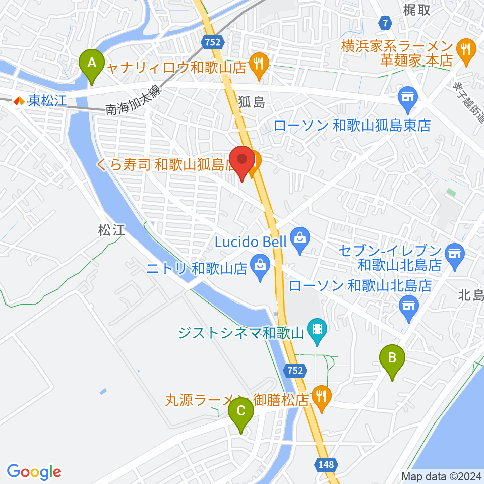 和歌山LURU HALL（ルルホール）周辺のホテル一覧地図