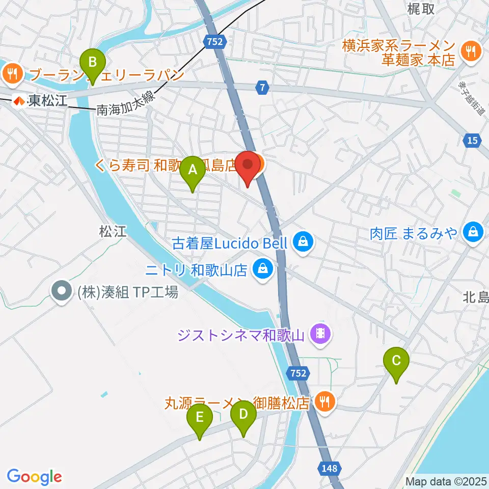和歌山LURU HALL周辺のホテル一覧地図