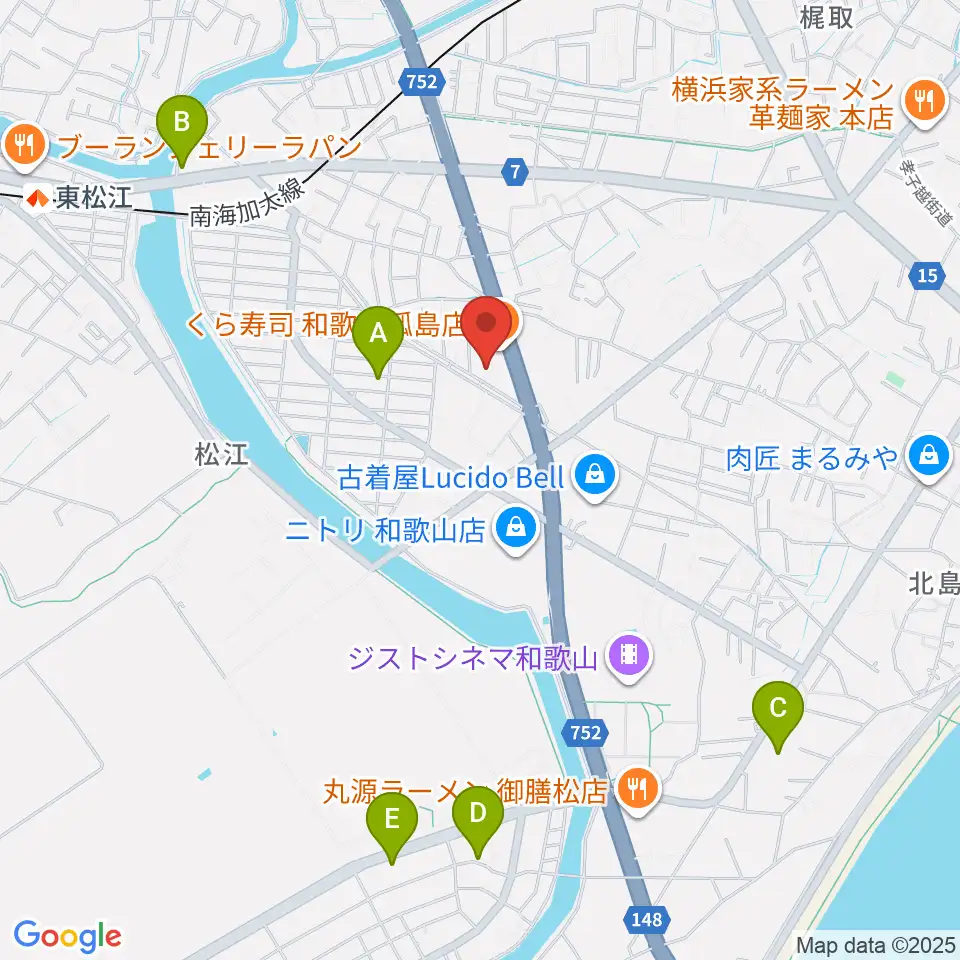和歌山LURU HALL周辺のホテル一覧地図