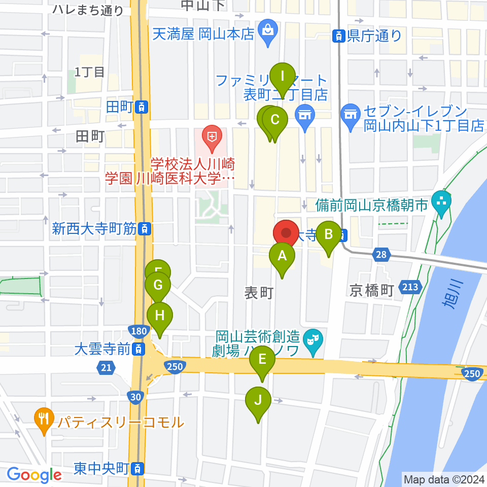岡山デスペラード周辺のホテル一覧地図