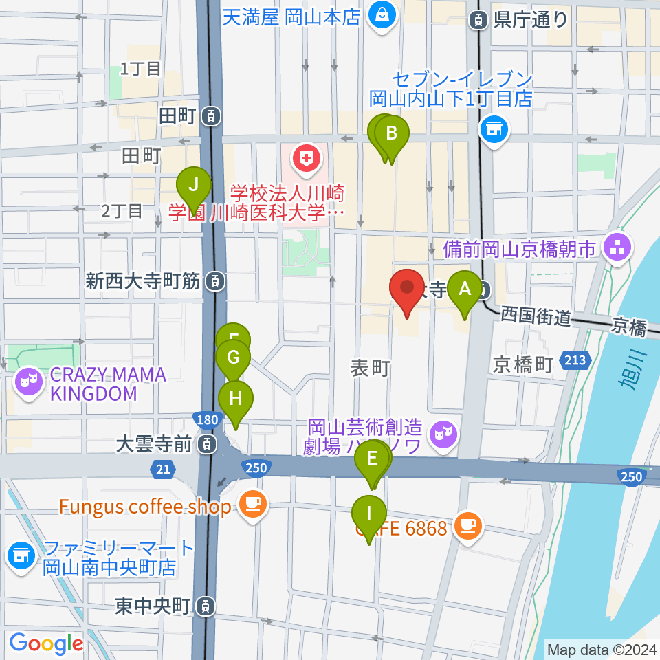 岡山デスペラード周辺のホテル一覧地図