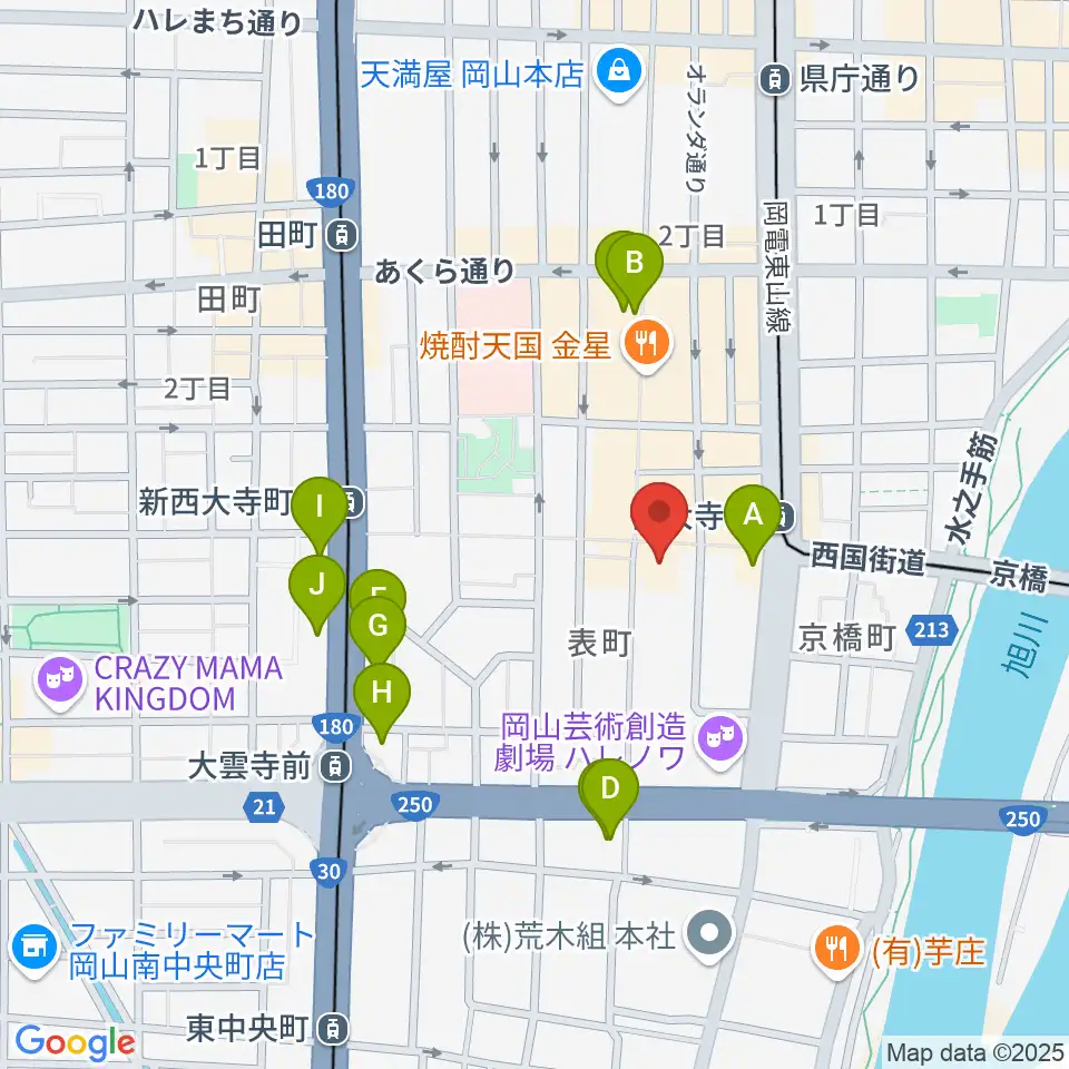 岡山デスペラード周辺のホテル一覧地図