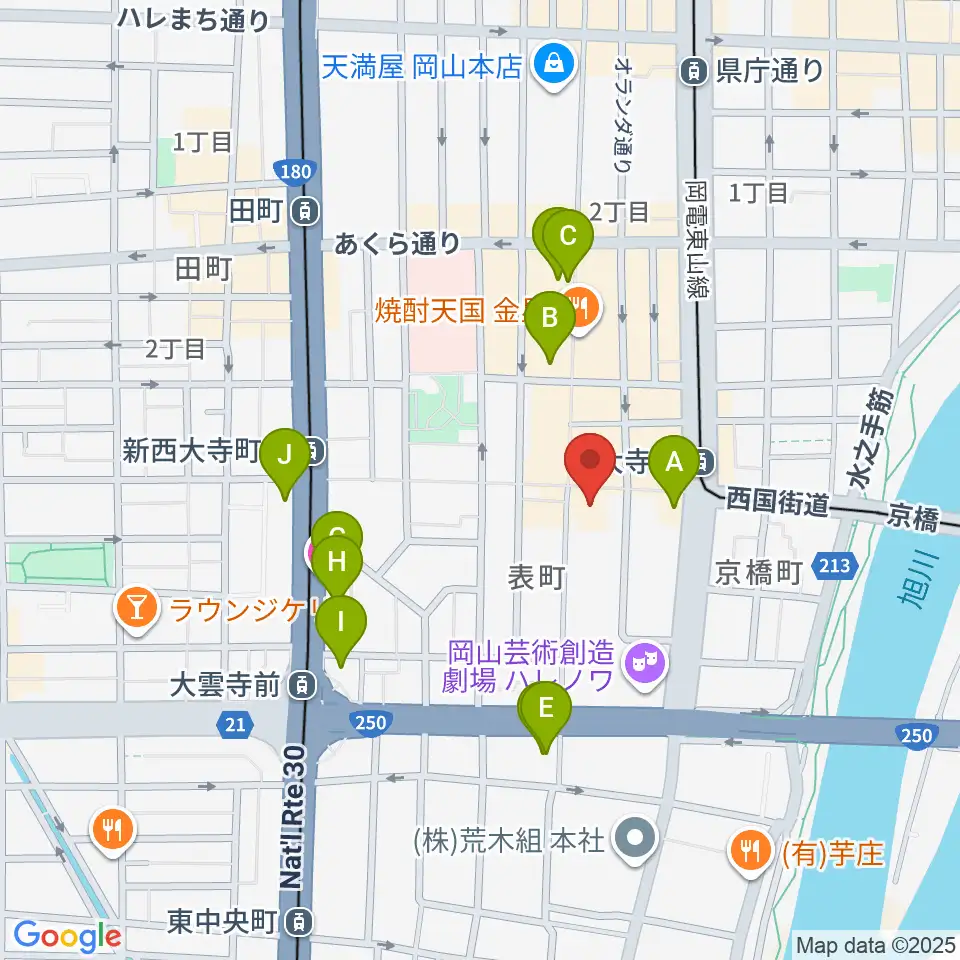 岡山デスペラード周辺のホテル一覧地図