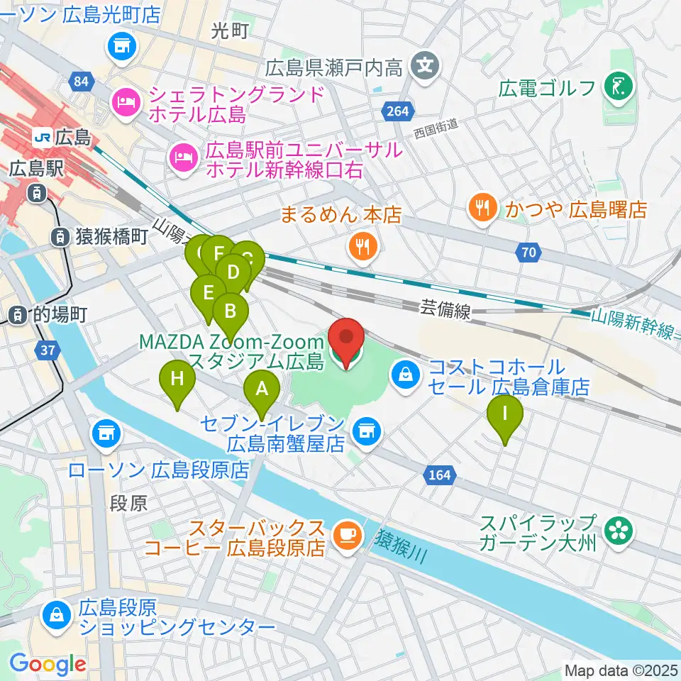 Mazda Zoom-Zoom スタジアム広島周辺のホテル一覧地図