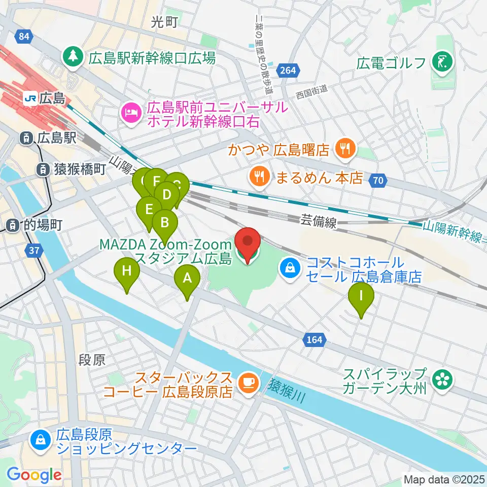 Mazda Zoom-Zoom スタジアム広島周辺のホテル一覧地図