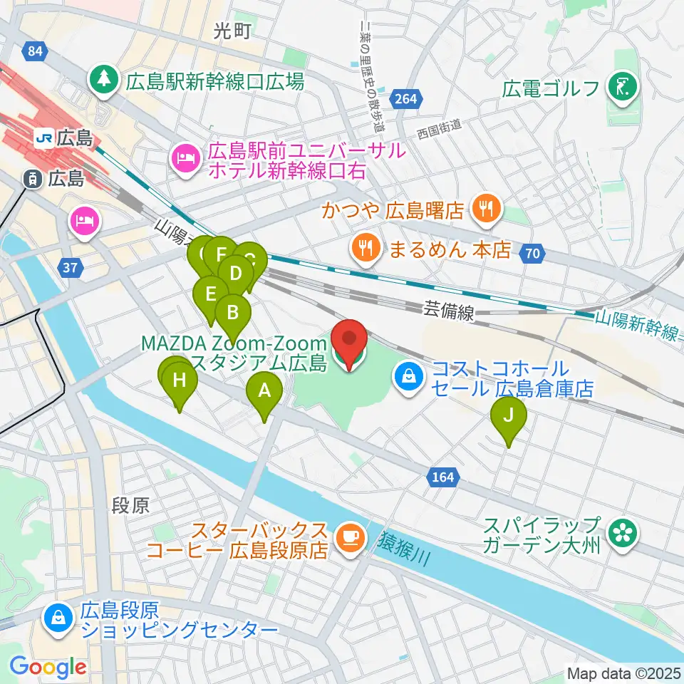 Mazda Zoom-Zoom スタジアム広島周辺のホテル一覧地図
