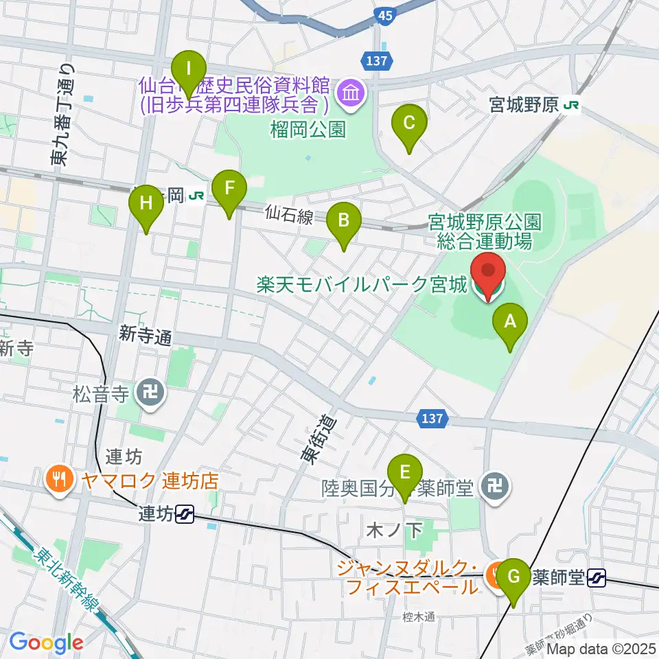 楽天モバイルパーク宮城周辺のホテル一覧地図